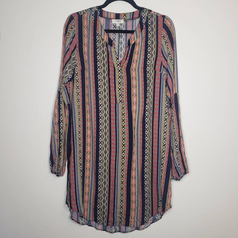 Umgee| Multi-colored Aztec Stripe Tunic Dress
